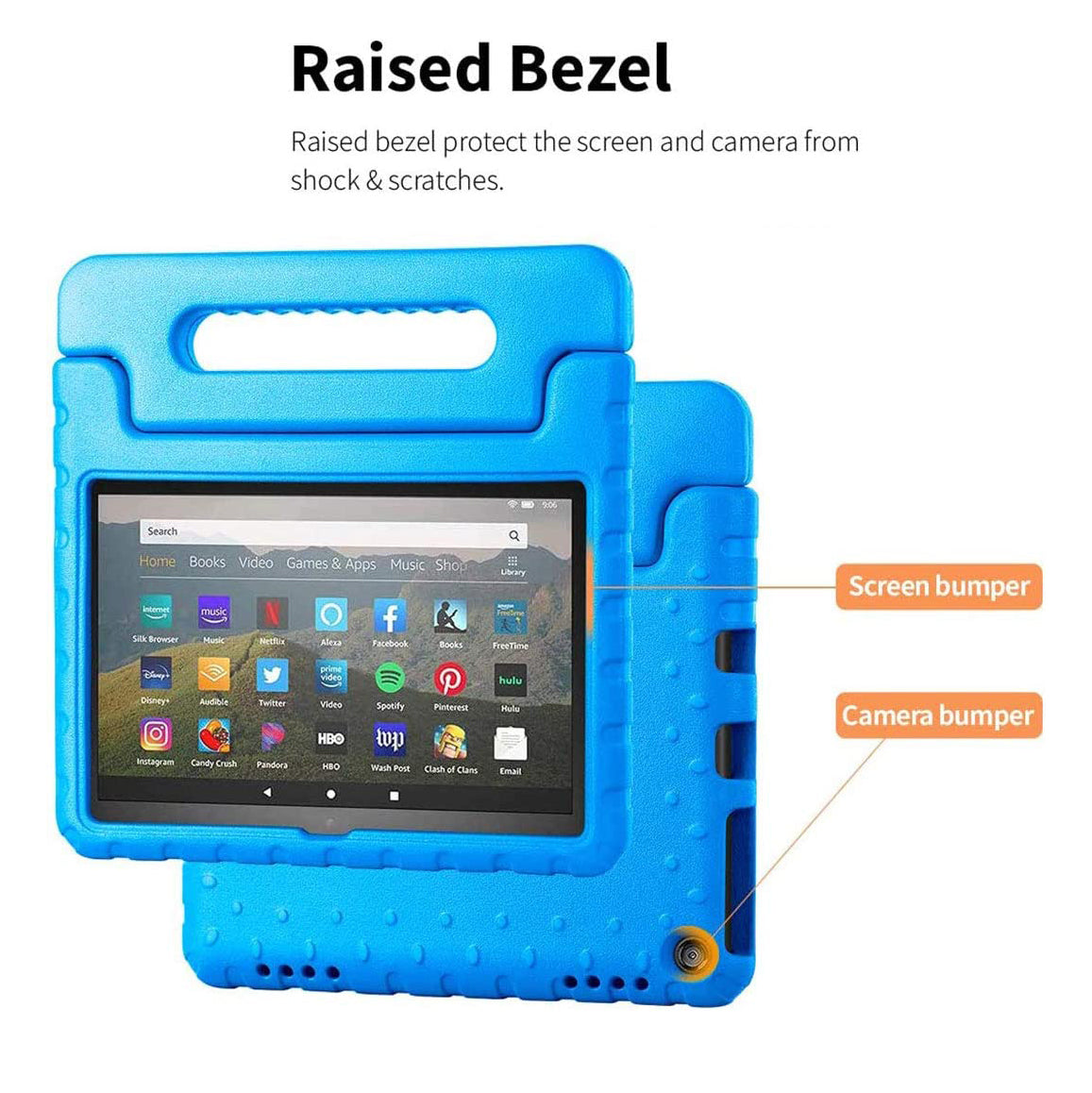 For Amazon Fire 7 2022 12th Gen Kids Case Shockproof Cover With Stand - Blue-First Help Tech
