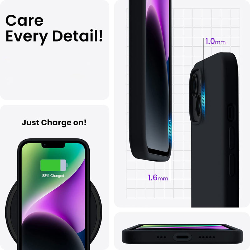 Liquid Silicone Case For Apple iPhone 14 Luxury Shockproof Phone Cover Black-First Help Tech