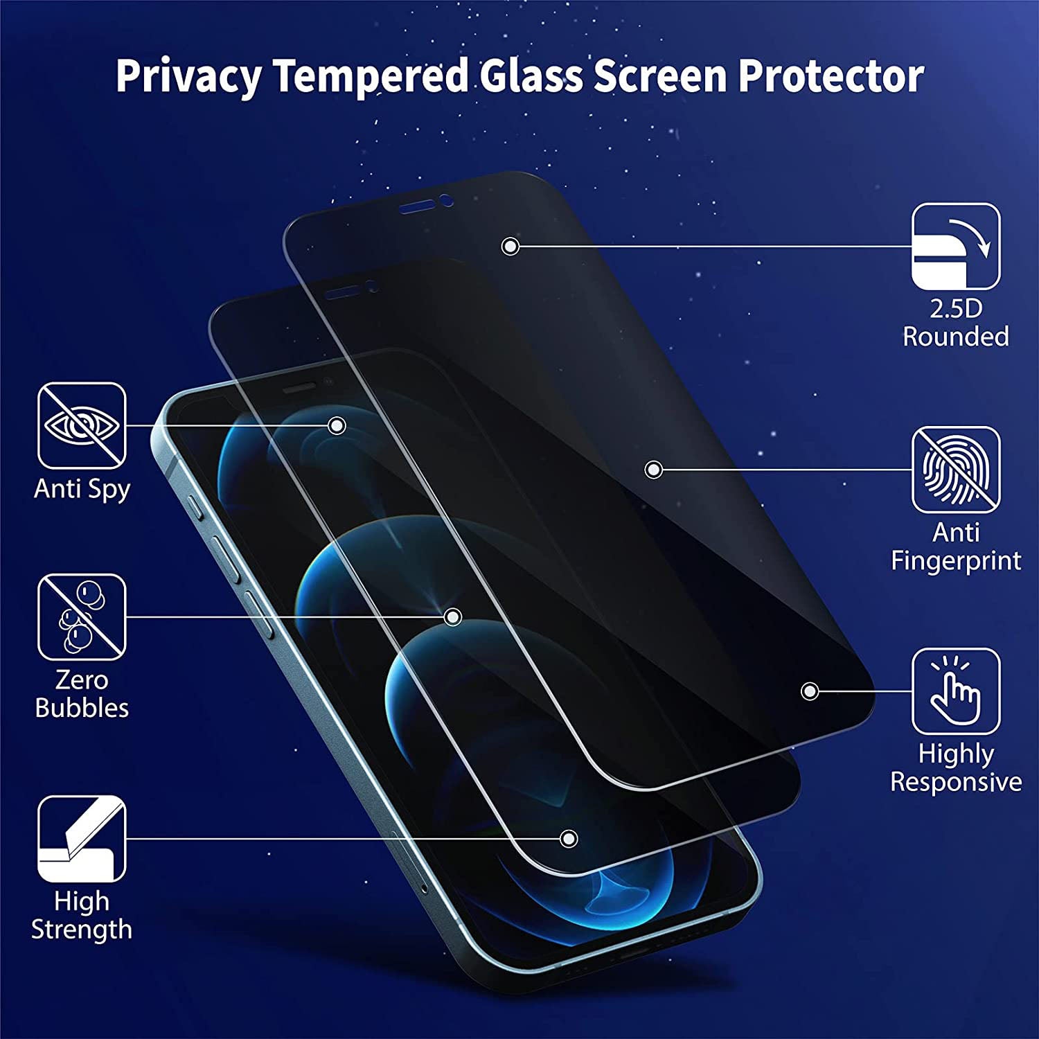 Privacy Anti Spy Screen Protector For Apple iPhone 12 Mini Tempered Glass-First Help Tech