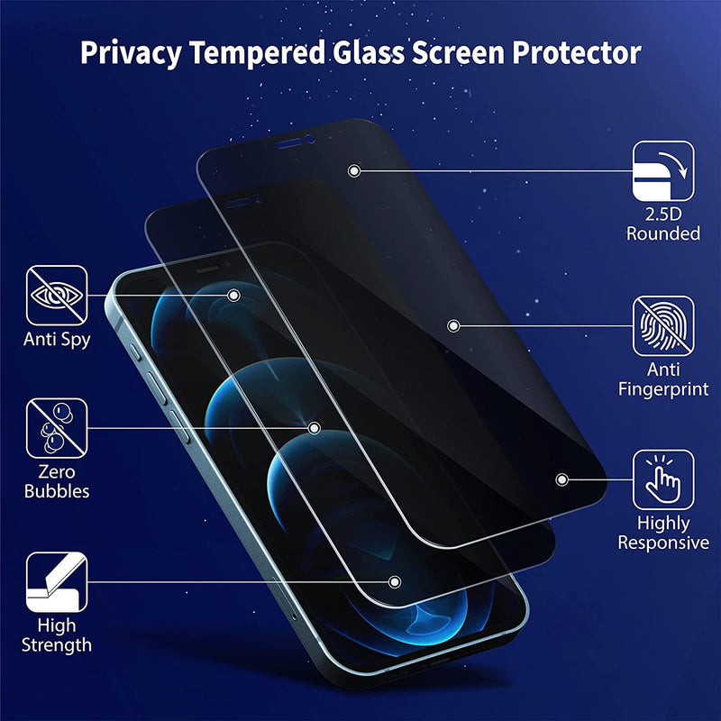 Privacy Anti Spy Screen Protector For Apple iPhone 12 Pro Max Tempered Glass-First Help Tech