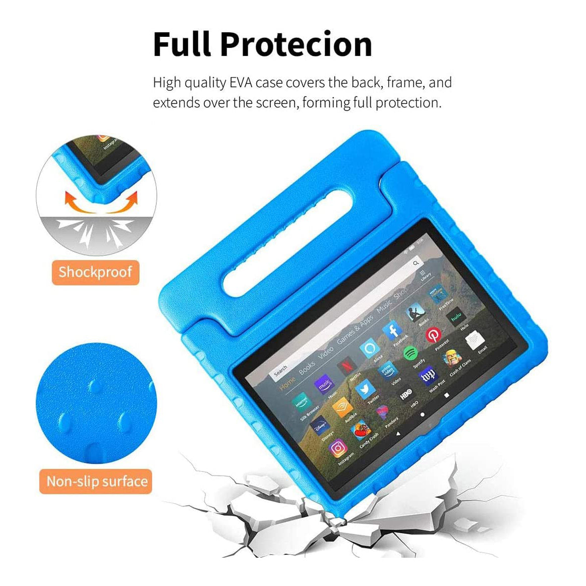 For Amazon Fire 7 2022 12th Gen Kids Case Shockproof Cover With Stand - Blue-First Help Tech