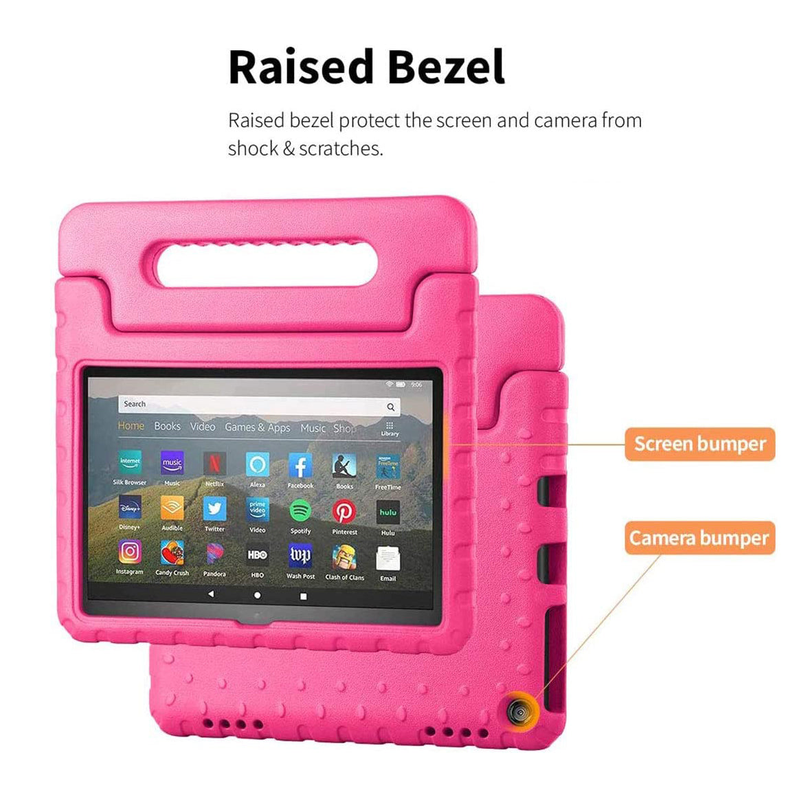 For Amazon Fire 7 2022 12th Gen Kids Case Shockproof Cover With Stand - Pink-www.firsthelptech.ie