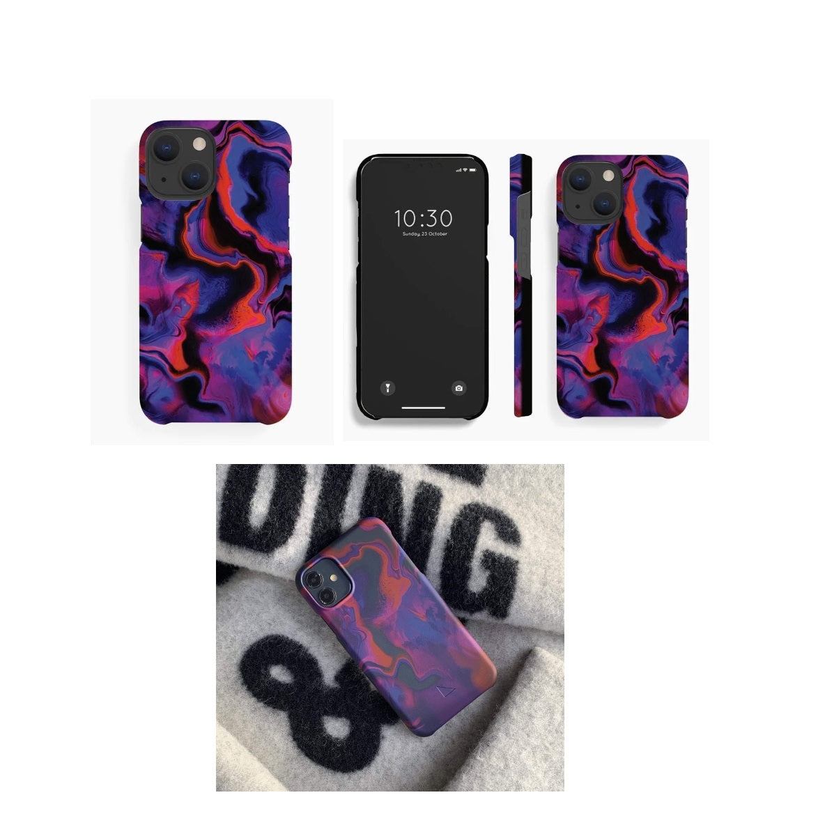 For Apple iPhone 13 (6.1") Plant Based Purple Red Marble Case