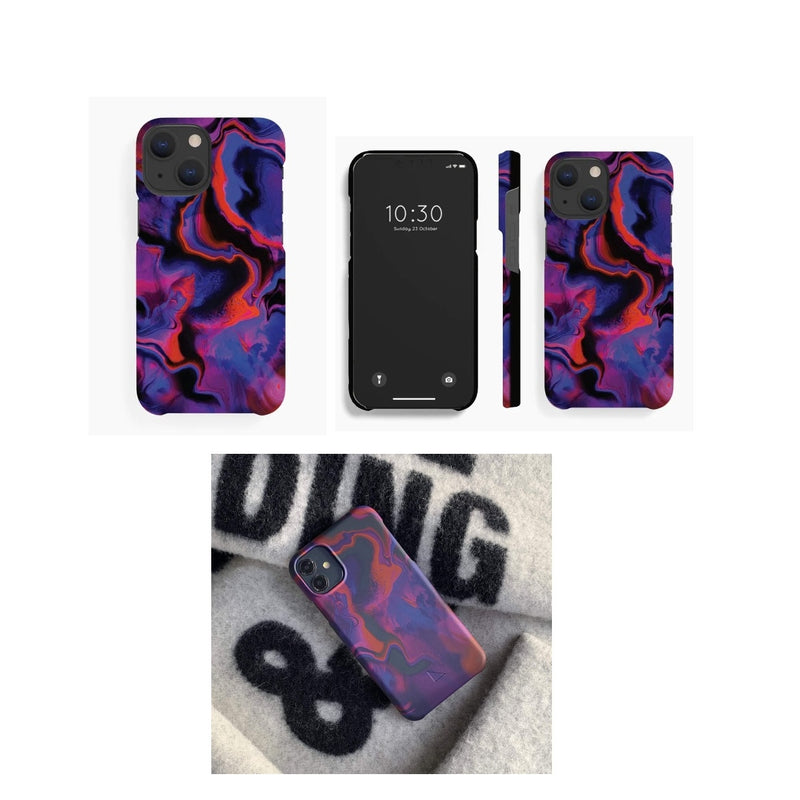 For Apple iPhone 13 Pro Plant Based Purple Red Marble Case