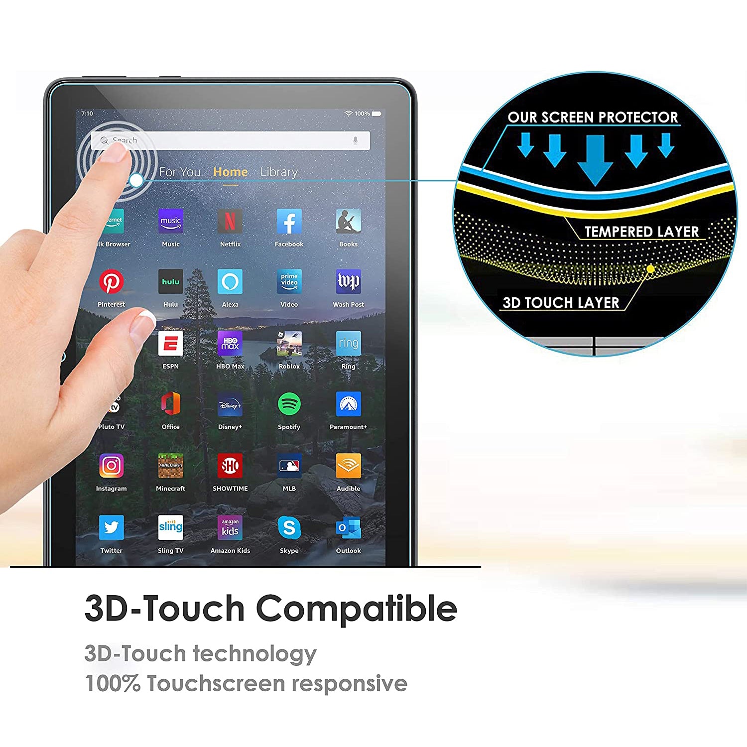 For Amazon Fire HD 10 Plus 2021 Tempered Glass Screen Protector-First Help Tech