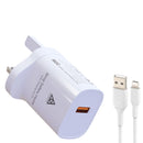 AOKUS E145 20W QC3.0 Quick Charger With Lighting Cable White