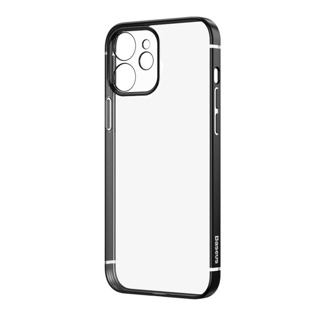 For Apple Baseus iPhone 12 Soft TPU Plating Transparent Case Black