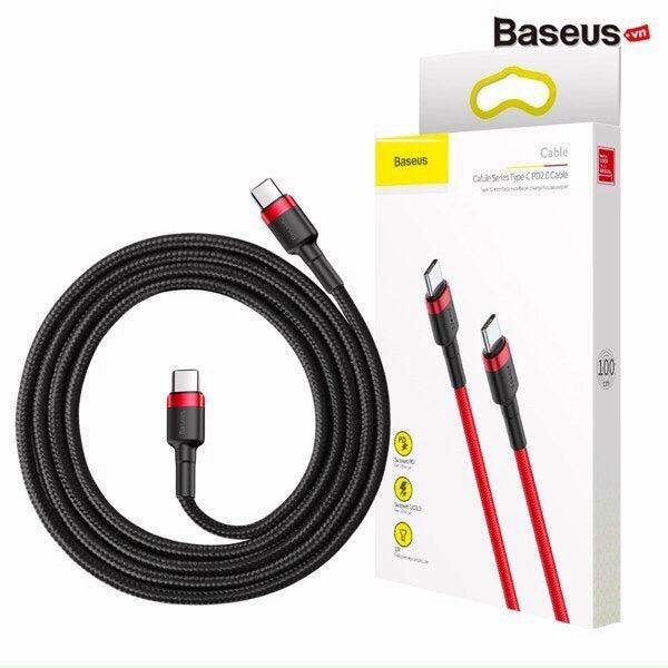 Baseus CATKLF-G91 Cafule Braded Type-C To Type-C PD2.0 60W (20V 3A) (L=1M) Red+Black-Cables and Adapters-First Help Tech