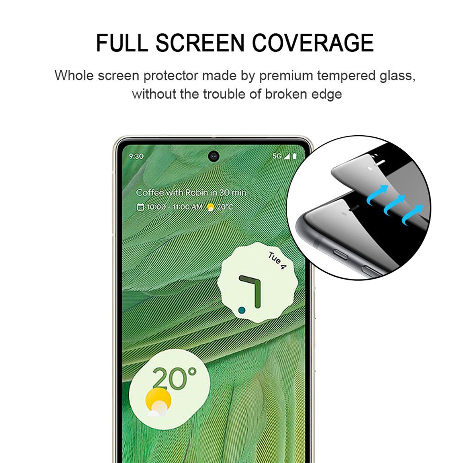 For Google Pixel 7 Full Coverage 9D Tempered Glass