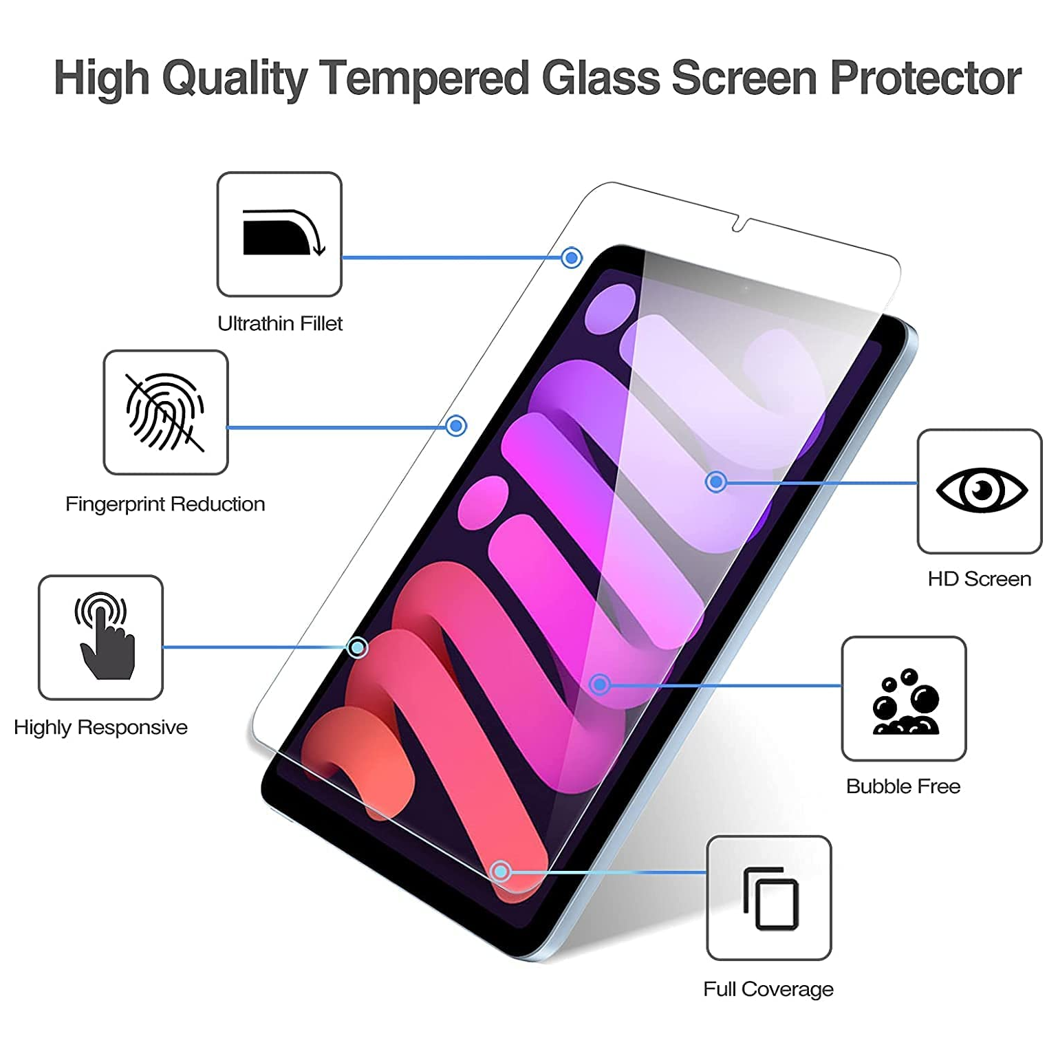 For Apple iPad Mini 6 2021 6th Gen Tempered Glass Screen Protector-Tempered Glass-First Help Tech
