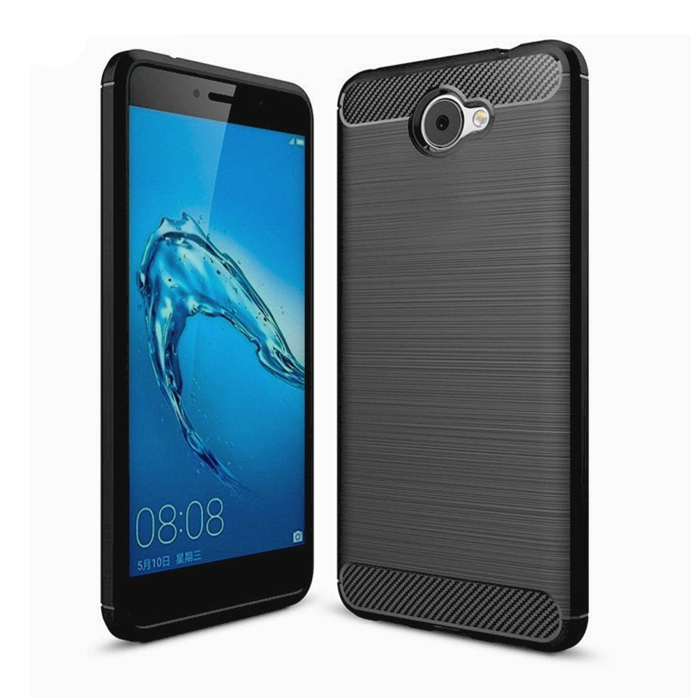 For Huawei Y7 Carbon Fiber Gel Case Black