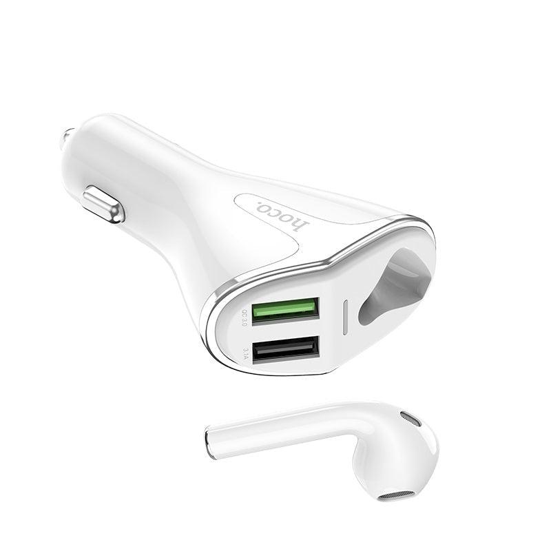 Hoco E47 Traveller Wireless Headset Car Charger White-Car Accessories-First Help Tech