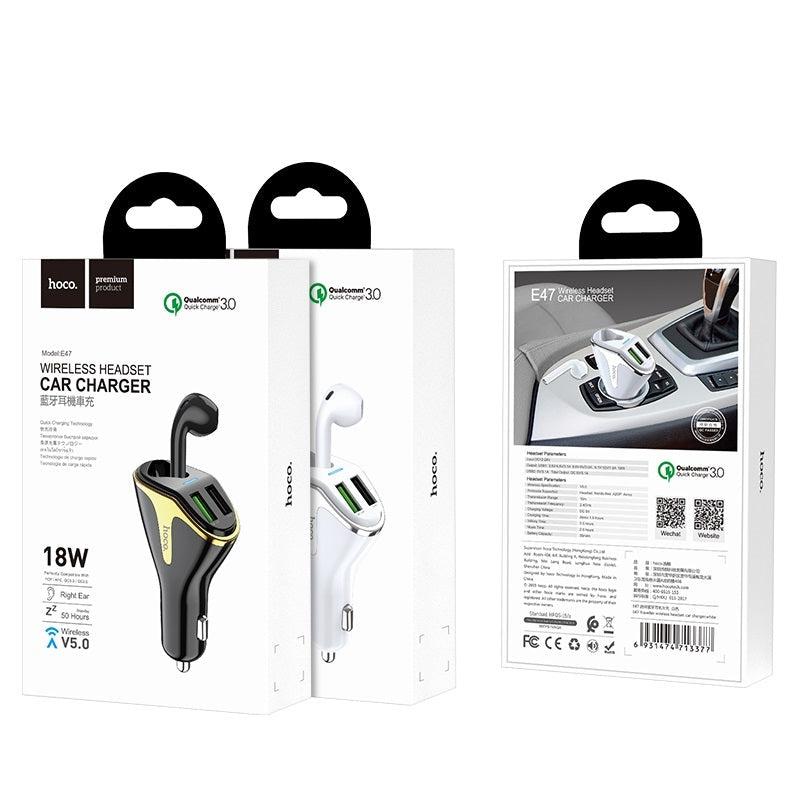 Hoco E47 Traveller Wireless Headset Car Charger White-Car Accessories-First Help Tech