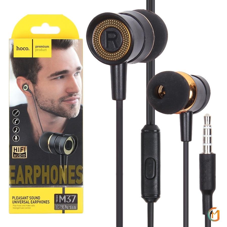 Hoco M37 Hi Fi sound Universal Wired Earphones With Microphone (Black)-Earphones & Headsets-First Help Tech