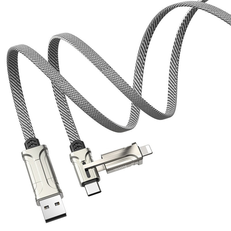 Hoco S22 Woven Braid Magic Cube Charging Cable (1.2m) Grey&White-Cables and Adapters-First Help Tech