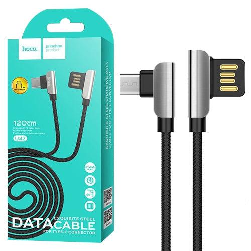 Hoco U42 Exquisite Steel Micro Charging Data Cable 1.2M (White)-Cables and Adapters-First Help Tech