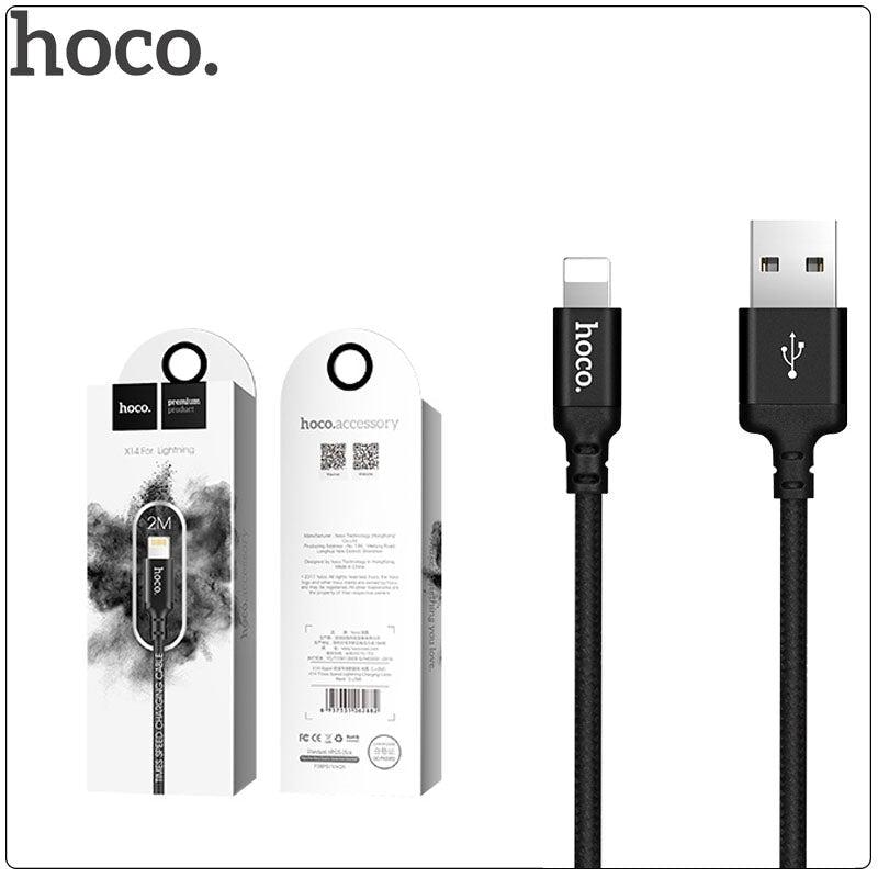 Hoco X14 Fast Charging Lighting Cable 2M (Black)-Cables and Adapters-First Help Tech