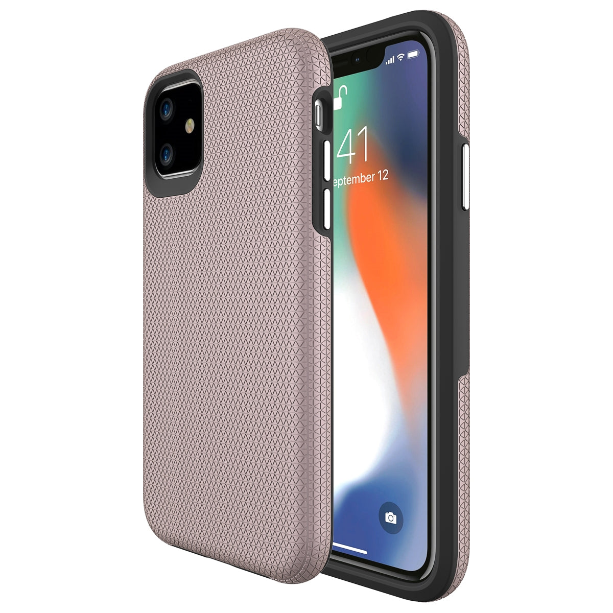 For Apple iPhone 11 (6.1'') Dotted Shockproof Hybrid 2 in 1 Case Rose Gold-www.firsthelptech.ie