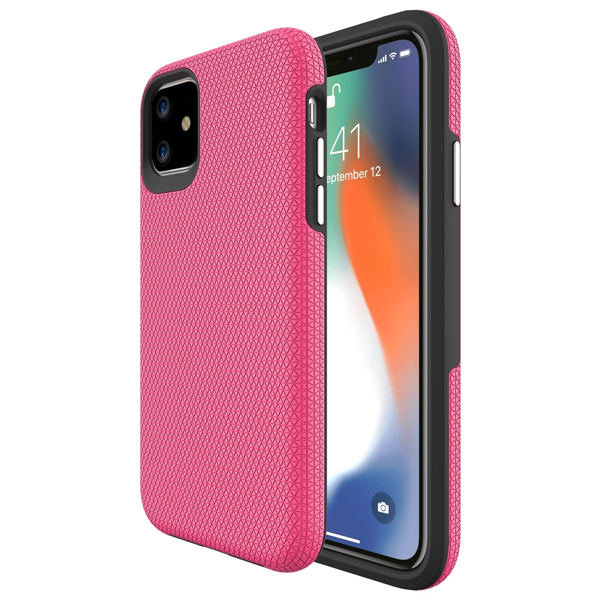 For Apple iPhone 12 Mini (5.4") Dotted Shockproof Hybrid 2 in 1 Case Rose-www.firsthelptech.ie