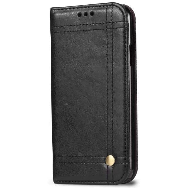 For Apple iPhone 12 Mini (5.4") Vintage Retro Wallet Case Black-www.firsthelptech.ie