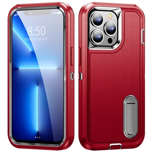 For Apple iPhone 12/12 Pro (6.1") Triple Defender with Stander Case Red