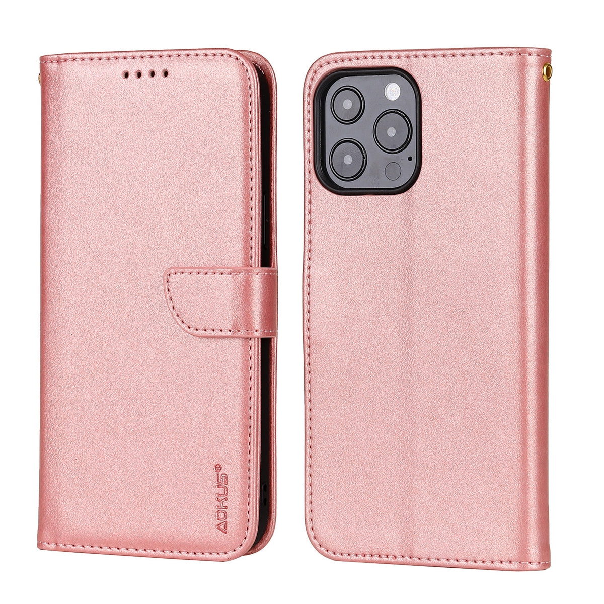 For Apple iPhone 12/12 Pro (6.1") Premium Aokus Wallet Case Pink