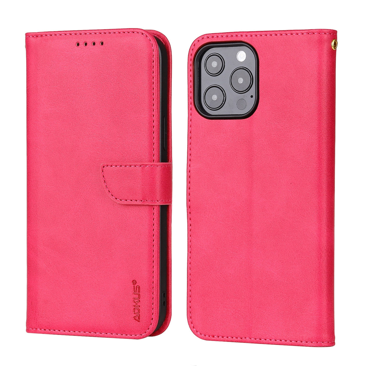 For Apple iPhone 12/12 Pro (6.1") Premium Aokus Wallet Case Rose