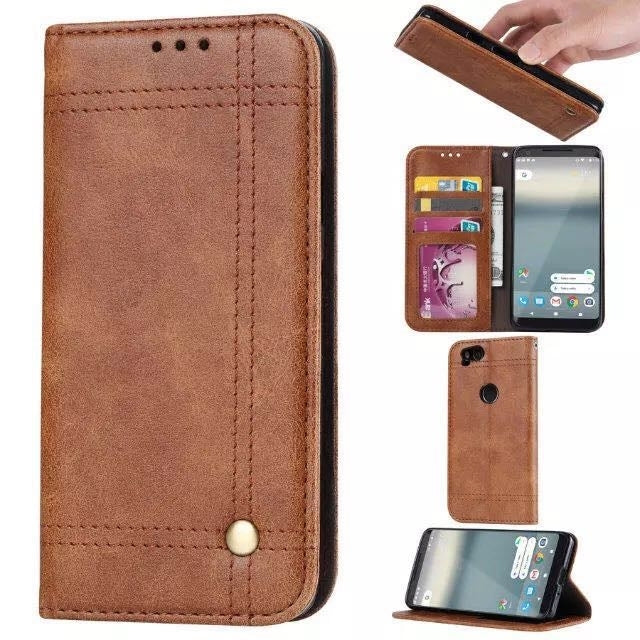 For Apple iPhone 12 Pro Max (6.7") Vintage Retro Wallet Case Brown