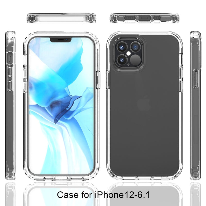 For Apple iPhone 12/12 Pro (6.1") 2 in 1 Hybrid Dual Layer Shockproof Case Transparent
