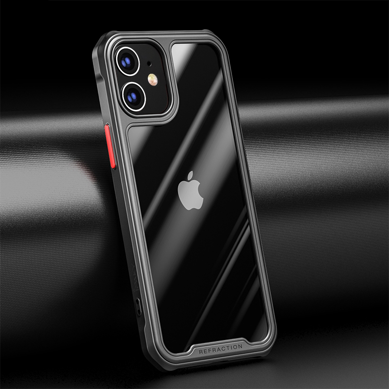 For Apple IPAKY iPhone 12 Mini (5.4") Hybrid Shockproof HD Transparent Dawn Case Black