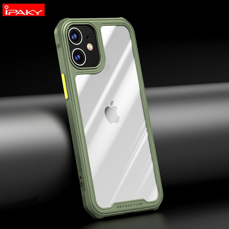 For Apple IPAKY iPhone 12 Pro Max (6.7") Hybrid Shockproof HD Transparent Dawn Case Green