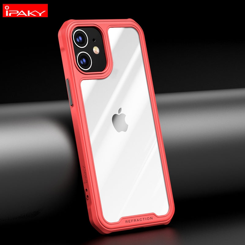 For Apple IPAKY iPhone 12 Pro Max (6.7") Hybrid Shockproof HD Transparent Dawn Case Red