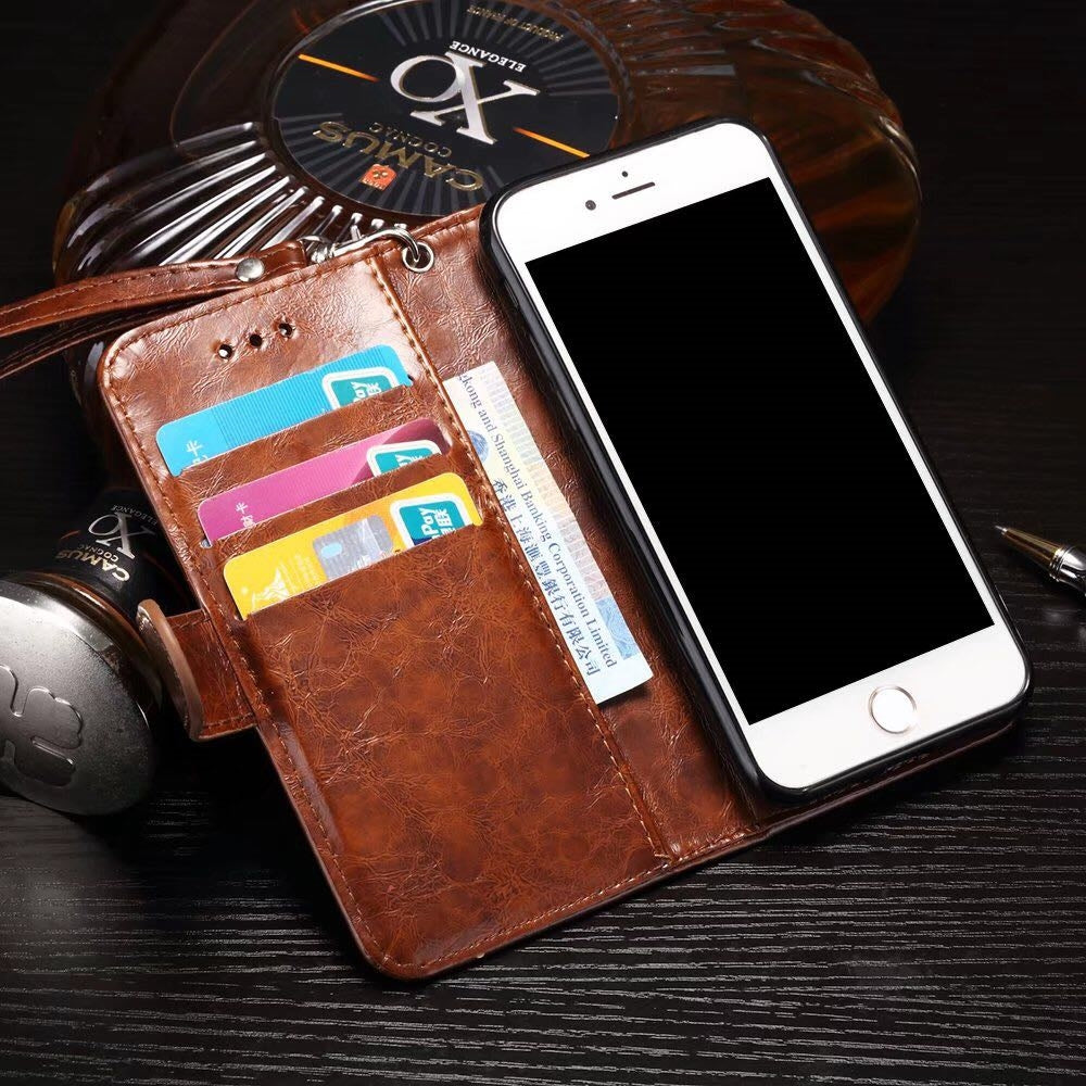 For Apple iPhone XS/X Detachable 2 in 1 Crazy Horse Wallet Leather Case Brown