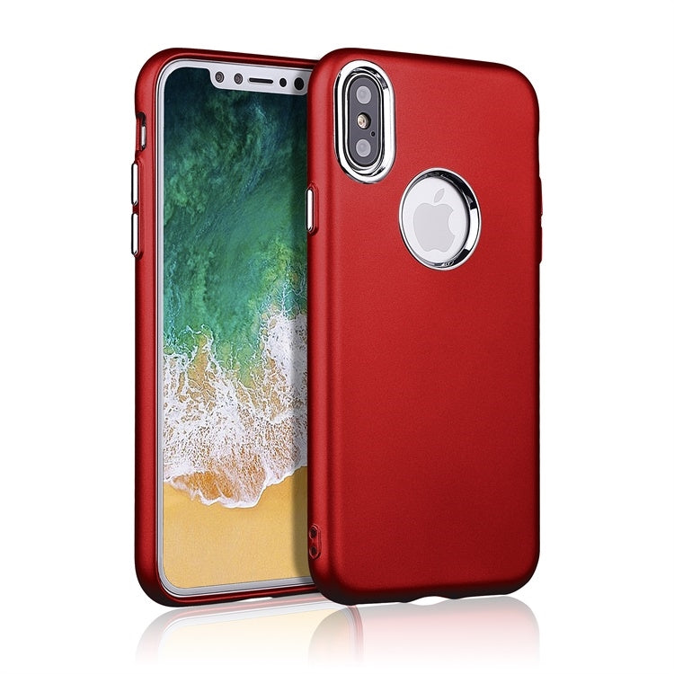 For Apple iPhone XS/X Rubber TPU Case With Metal Key Red
