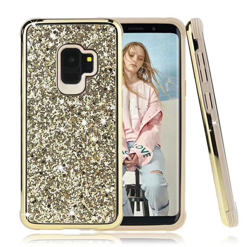 For Apple iPhone XS Max Diamond Glitter 2 in 1 Case Gold-www.firsthelptech.ie