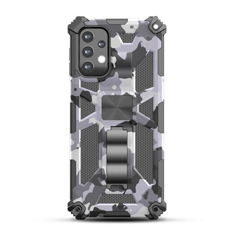 For Apple iPhone 13 Pro Army Hybrid Stand Case Camouflage White