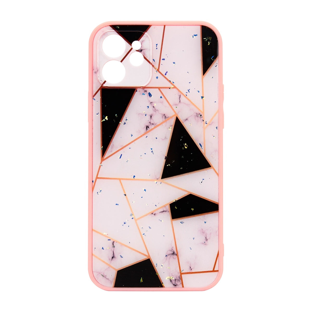 For Apple iPhone 12 Geomatric Black Triangle Marble Case-www.firsthelptech.ie