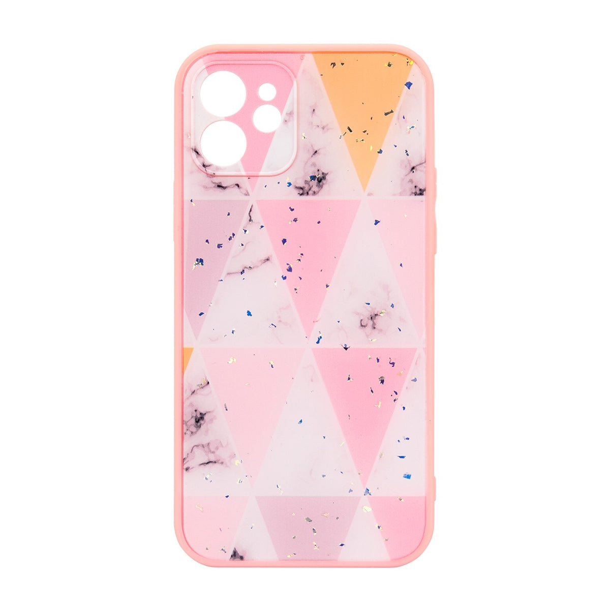 For Apple iPhone 13 Pro Geomatric Pink Triangle Marble Case