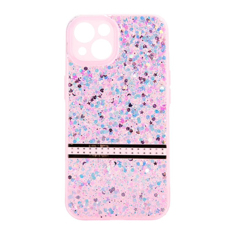 For Apple iPhone 12/12 Pro Sparking Transparent Diamond Strip Case Pink