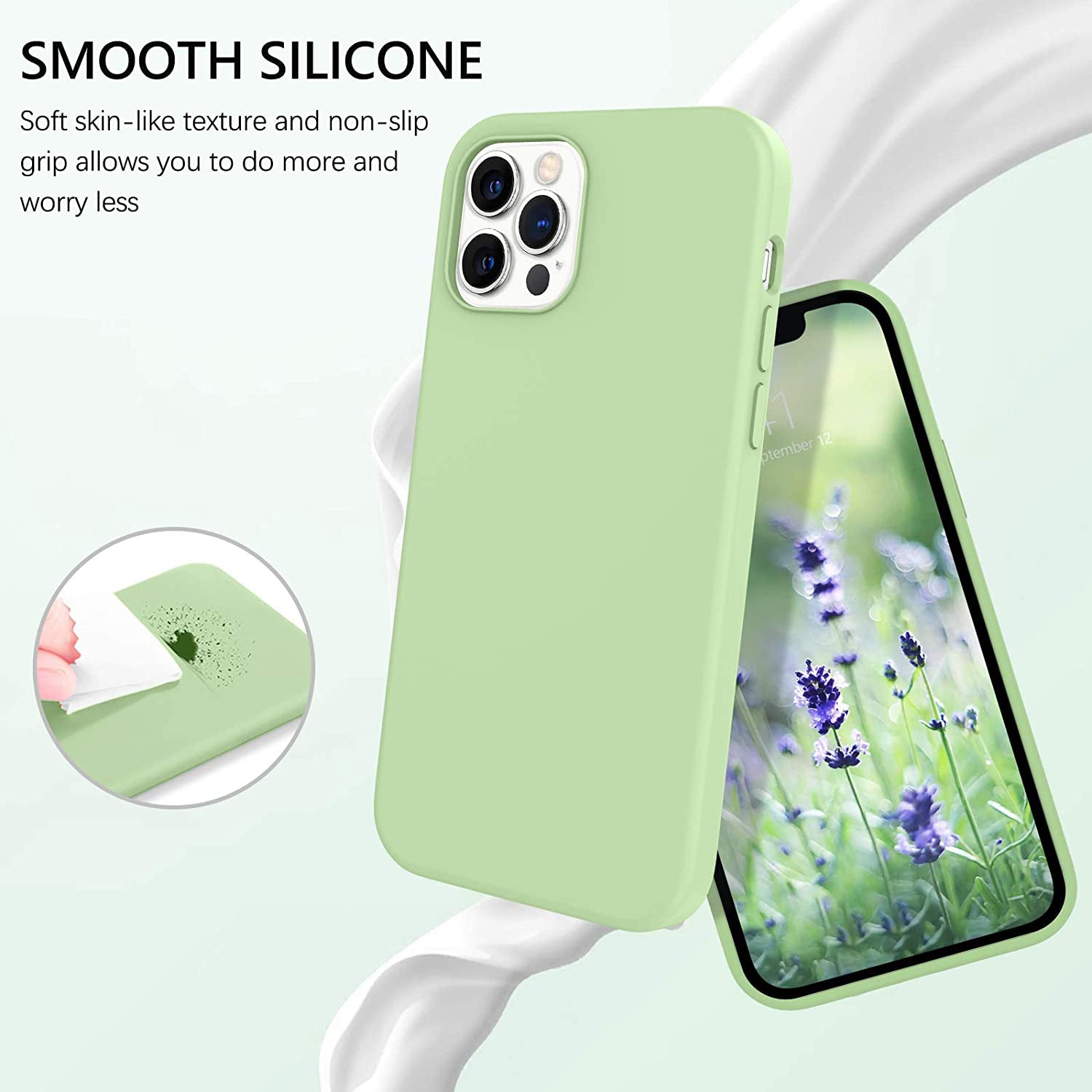 Liquid Silicone Case For Apple iPhone 12 Pro Max Luxury Thin Phone Cover - Matcha Green-www.firsthelptech.ie