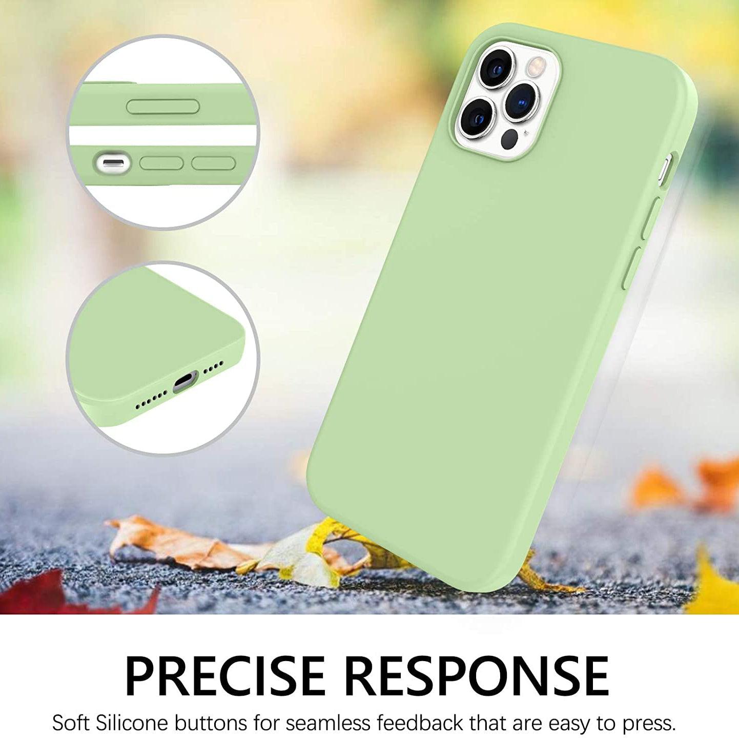 Liquid Silicone Case For Apple iPhone 12 Pro Max Luxury Thin Phone Cover - Matcha Green-www.firsthelptech.ie