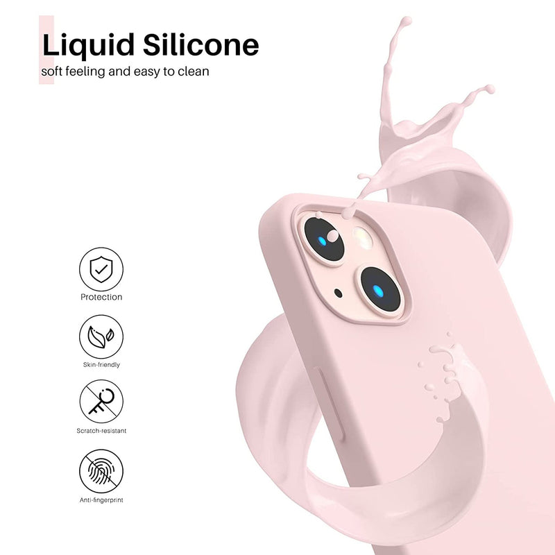 Liquid Silicone Case For Apple iPhone 13 Luxury Shockproof Phone Cover - Chalk Pink-Cases & Covers-First Help Tech