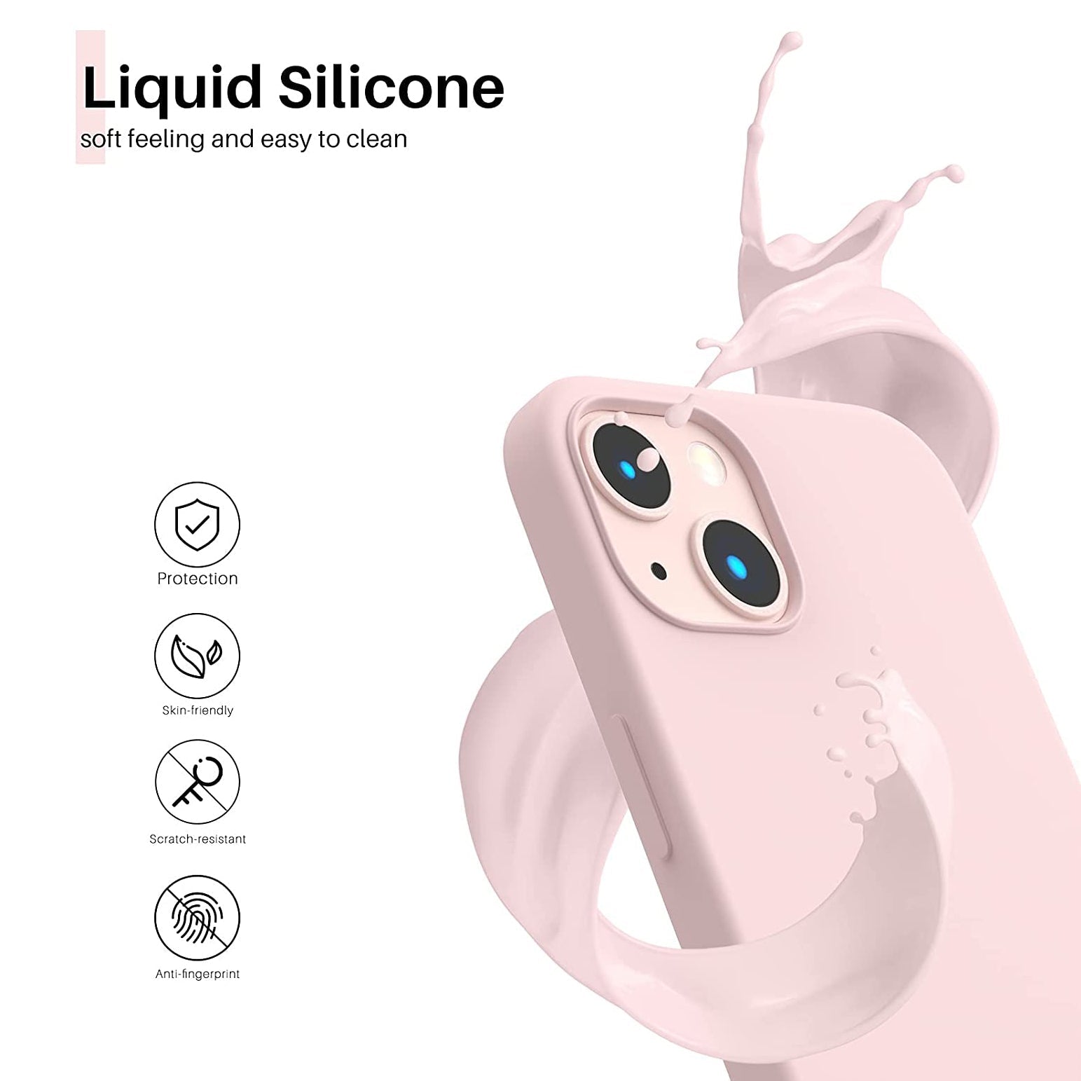 Liquid Silicone Case For Apple iPhone 14 Luxury Shockproof Phone Cover - Chalk Pink-First Help Tech