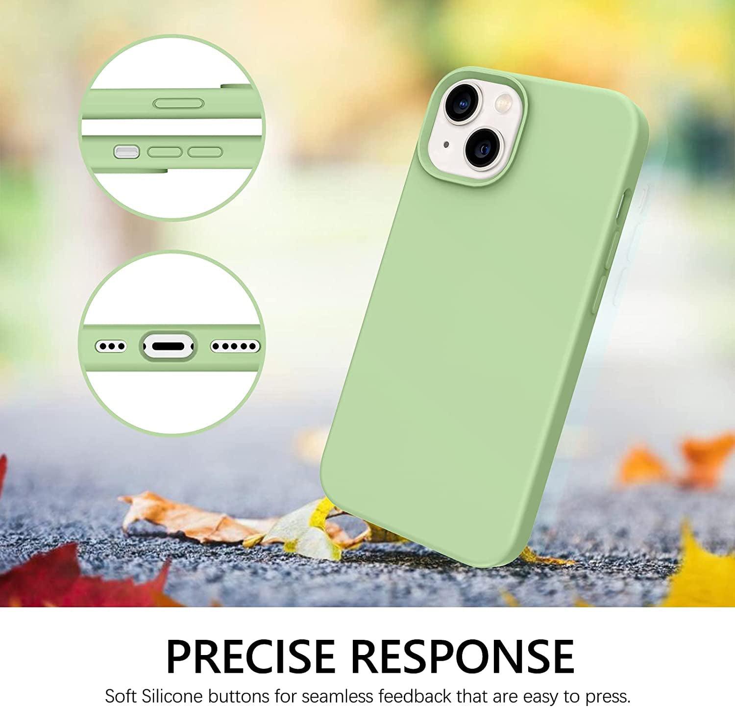 Liquid Silicone Case For Apple iPhone 14 Luxury Shockproof Phone Cover - Matcha Green-www.firsthelptech.ie