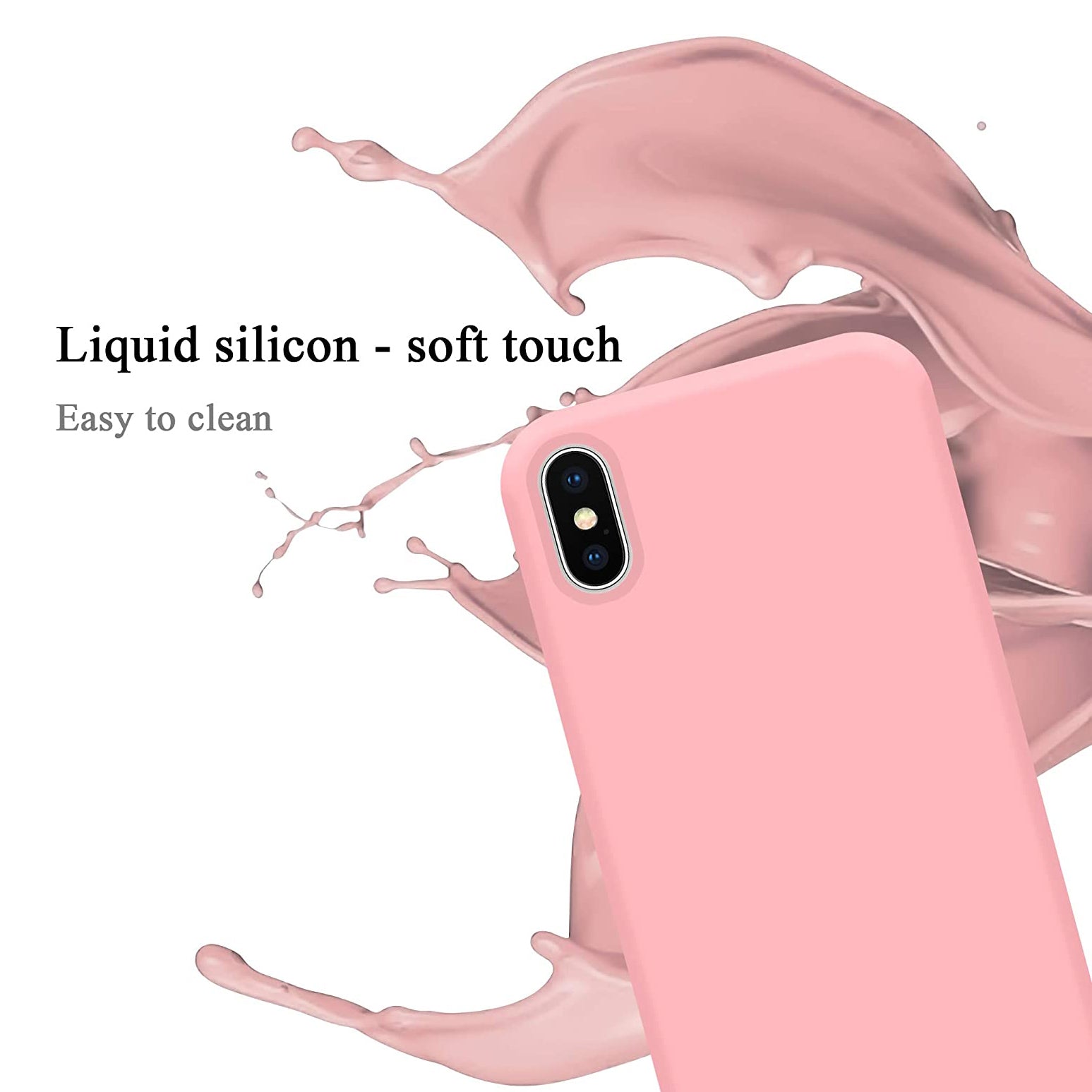 Liquid Silicone Case For Apple iPhone XS Max Luxury Thin Phone Cover - Chalk Pink-www.firsthelptech.ie