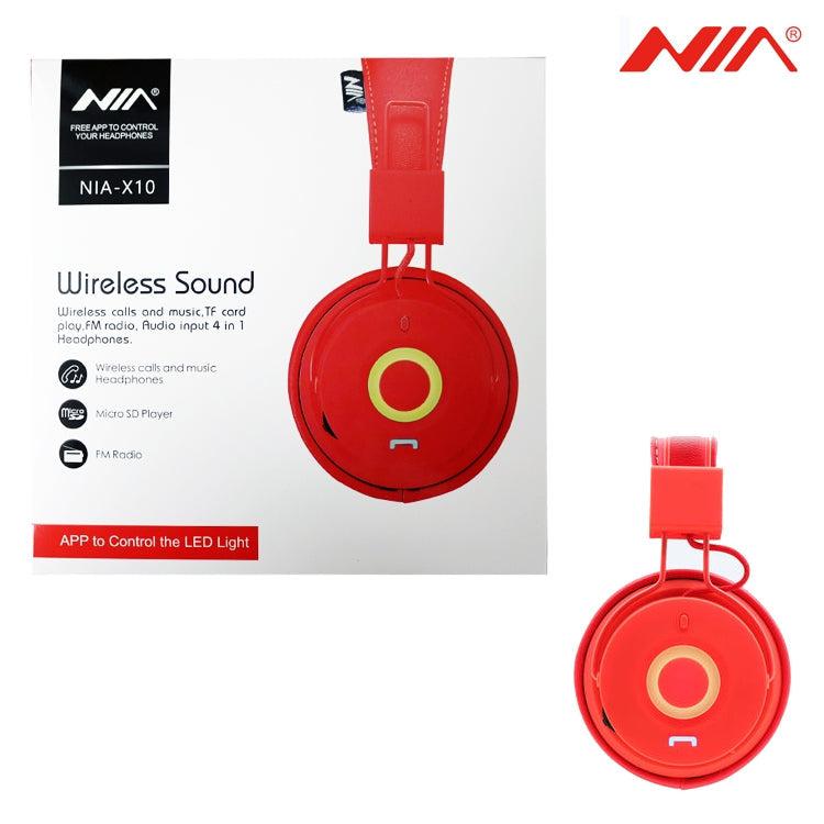 NIA X10 Superb Sound Wireless Bluetooth Headphone Red-Earphones & Headsets-First Help Tech