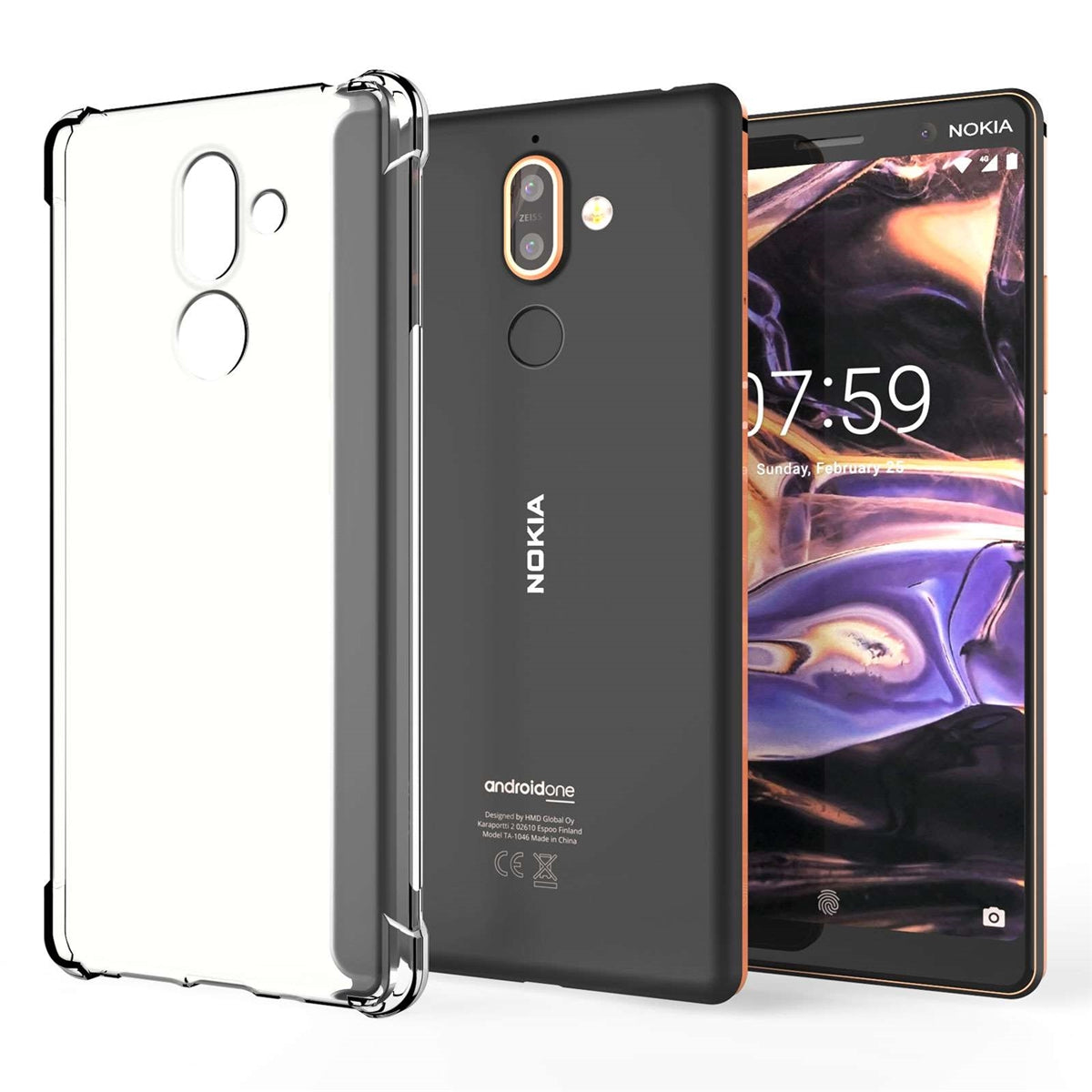 For Nokia 7 Plus Shockproof Transparent Gel Case-www.firsthelptech.ie
