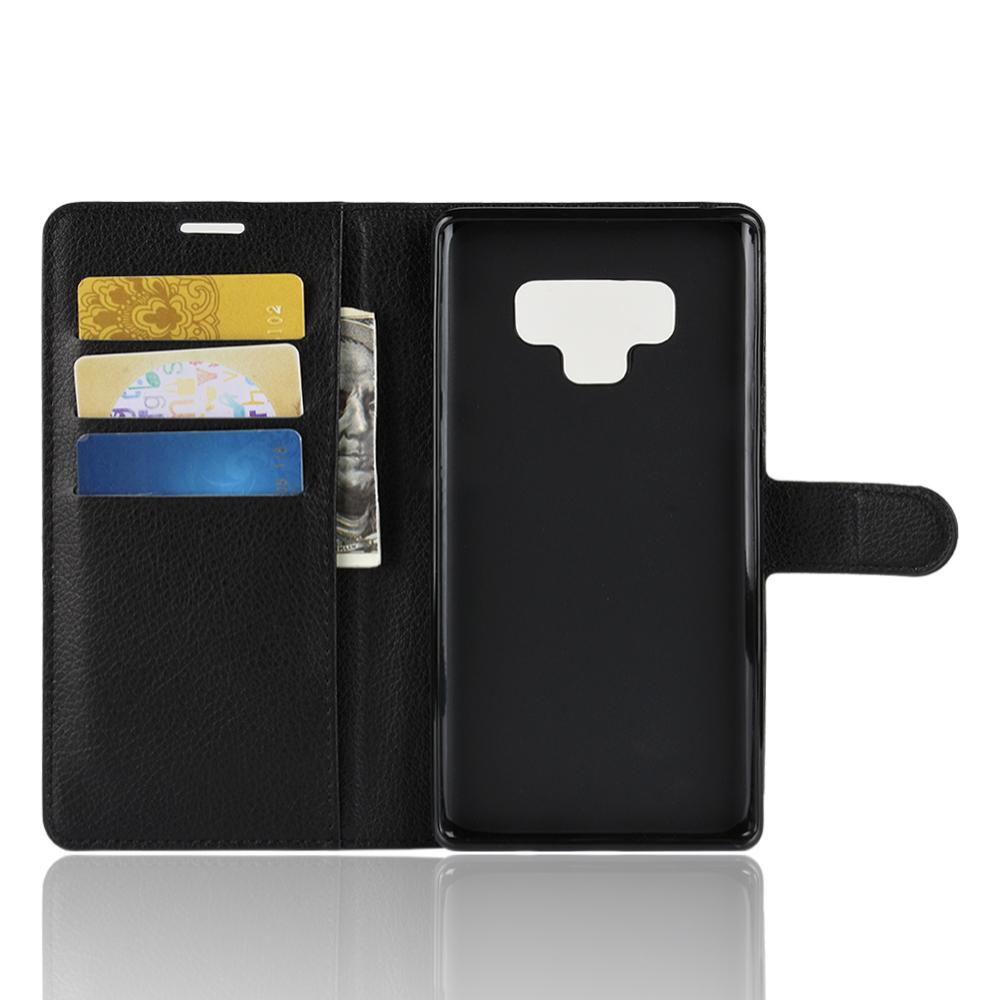 For Samsung Galaxy Note 9 Wallet Case Cover PU Leather Black