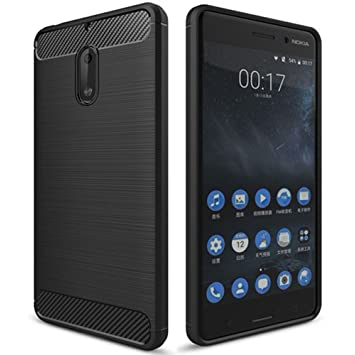 For Nokia 6 Carbon Fiber Gel Case Black-www.firsthelptech.ie