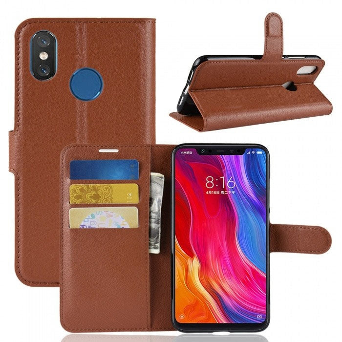 For Xiaomi Mi 8 Wallet Case Brown